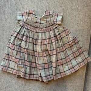 Bonpoint Plaid Dress with Pink and Gray Tones NWT
